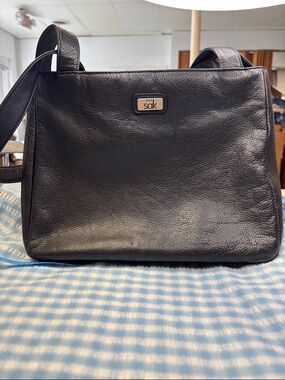 The Sak Black Pebbled Leather Messenger Bag